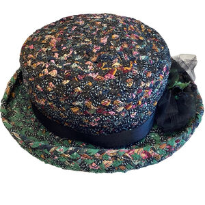 Betmar Cloche Vintage Hat‎ Women Multicolor 90s Cotton Flapper Whimsigoth EUC